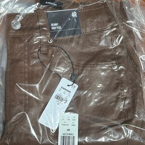 Express Chocolate Brown Skinny High Rise Jeans